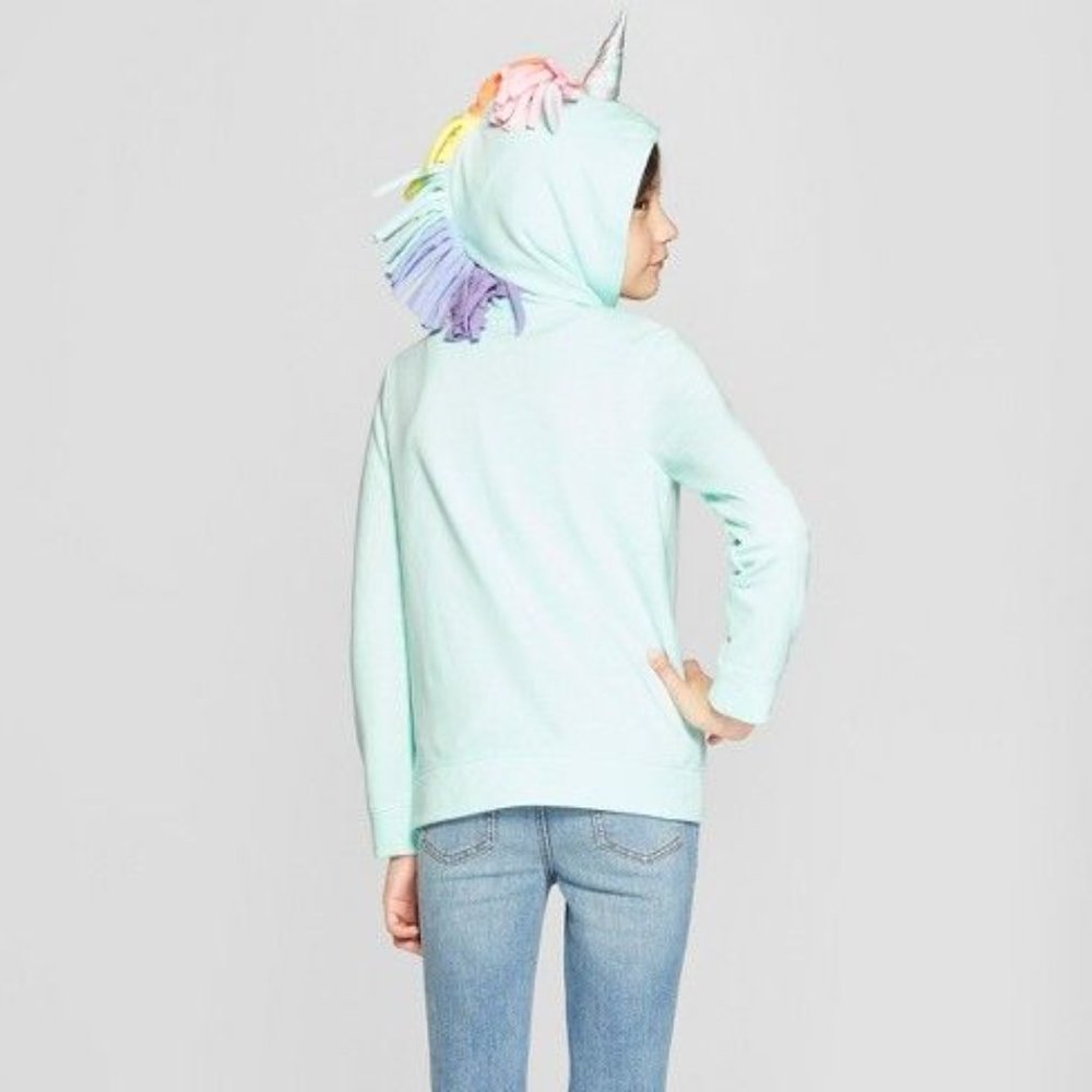 Cat & Jack Unicorn Moto Jacket Hoodie XS (4-5)